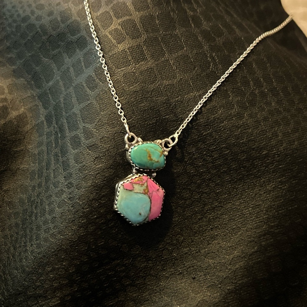 Turquoise and Cotton Candy Necklace